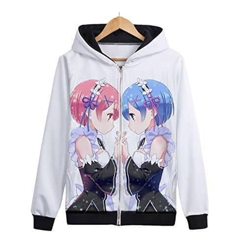 CosEnter Anime Re:Life in a different world from zero Rem Ram Hoodies Size XL