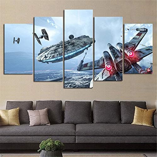 LFLONG Prints On Canvas, Wall Art Poster 5 Panel Wall Decor Cosmic Star Wars Artwork HD, for Home Decorations Wall Decorations (No Frame),XS