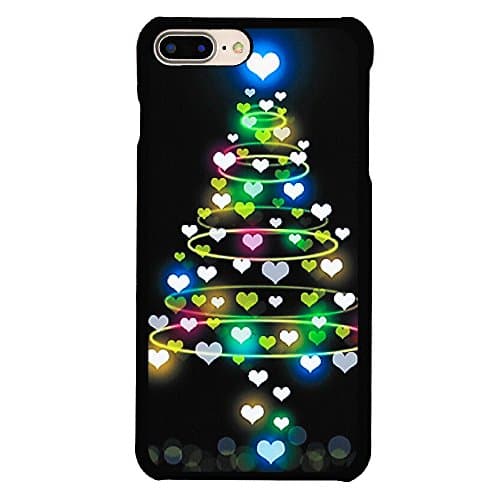 iPhone 8 Plus Glow Fluorescence in the Dark Case Merry Christmas/iphone 7 Plus Black Cover Bumper Anti-Scratch Cover for iPhone 7 5.5-Inch (Hearts Christmas Tree)