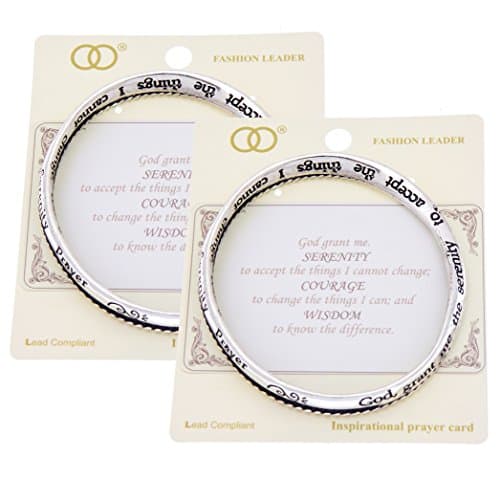 Serenity prayer engraved twist mobius bangle bracelet cable texture black enamel inspirational prayer card 2 PCS SET