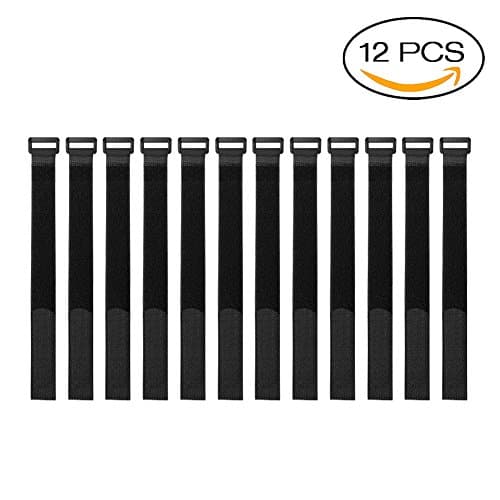 12 inch Reusable Fastening Cable Straps and Cable Ties Set, 12 Pack Hook and Loop Cable Tie Wraps Cinch Cable Tie Down Straps Set