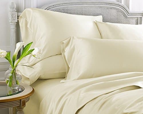 1000 Thread Count 100% Premium Long-Staple 100% Egyptian Cotton, King Bed Sheet Set, For 18" Deep Mattresses Single Ply, Solid, Ivory - By UHCBeddings