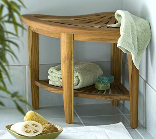 Teak Corner Stool Made for Indoor or Outdoor use, Fully-Assembled Teak Wood