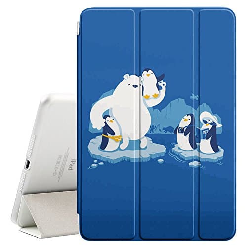 STPlus Polar Bear Posing with Penguins Funny Smart Cover With Back Case + Auto Sleep/Wake Funtion + Stand for Apple iPad 2017 (9.7")