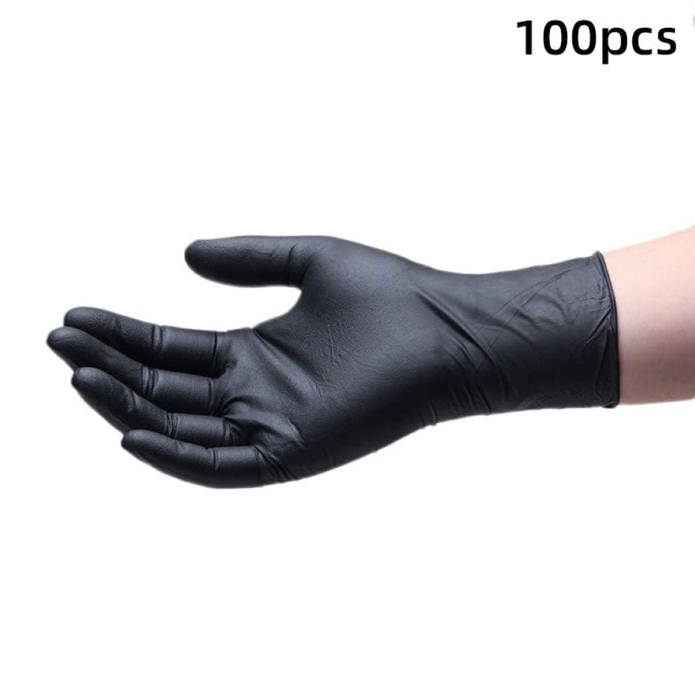 xmke96 100Pcs Disposable Protective Gloves Nitrile Inspection Isolation Pollution Source Gloves Disposable Oil-Proof Cleaning Sanitary Gloves Car Maintenance Work Gloves Black M