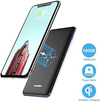 Wofalodata Wireless Portable Charger, 10000mAh Qi Charging Power Bank External Battery Pack 2 in 1 With Dual Fast Charging Port Portable Charger for iPhone X, Galaxy S8/S8 Plus And More -Black