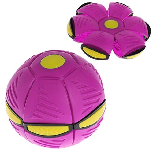 NDJK Flying UFO Flat Throw Disc Ball With LED Light Soft Kids Outdoor Game(Rose Red)