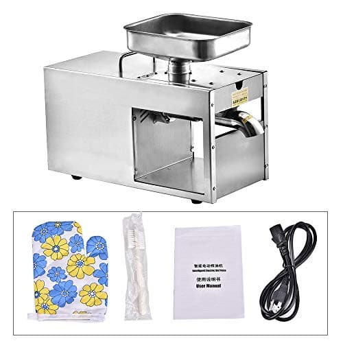 HUKOER Oil Press Machine Automatic Cold/Hot Oil Extractor 3-6 kg/hr Oil Expeller Machine 1500W Food-Grade Stainless Steel Oil Expeller Extractor