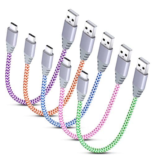 Type C Charging Cable, Excgood 1Ft/30CM Type C to USB A Sync &amp; Charging Cable/Cord, For MacBook 12”, Galaxy S8/S8+/Note 8/C9 Pro, OnePlus 3/3T, Google Pixel XL(5-Pack, Green Pink Blue Orange Purple)