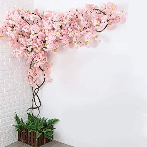 LYWIR Artificial Cherry Blossom Tree Sakura Tree Artificial Plant for Event Indoor Outdoor Party Restaurant Mall Silk Flower (6.5ft T(4.5-5ft Width))