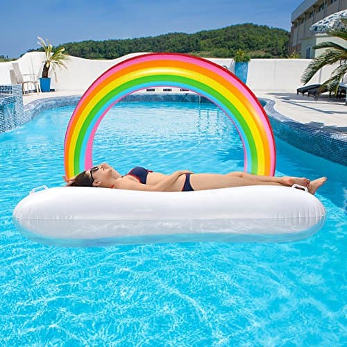 Geekper Inflatable Rainbow Cloud Pool Float, Pool Party Toys Giant Pool Floats for Adults Kids, Outdoor Vacation Beach Loungers Lake Ride-ons River Raft, 82.7 x 55.2 x 51.2 inches