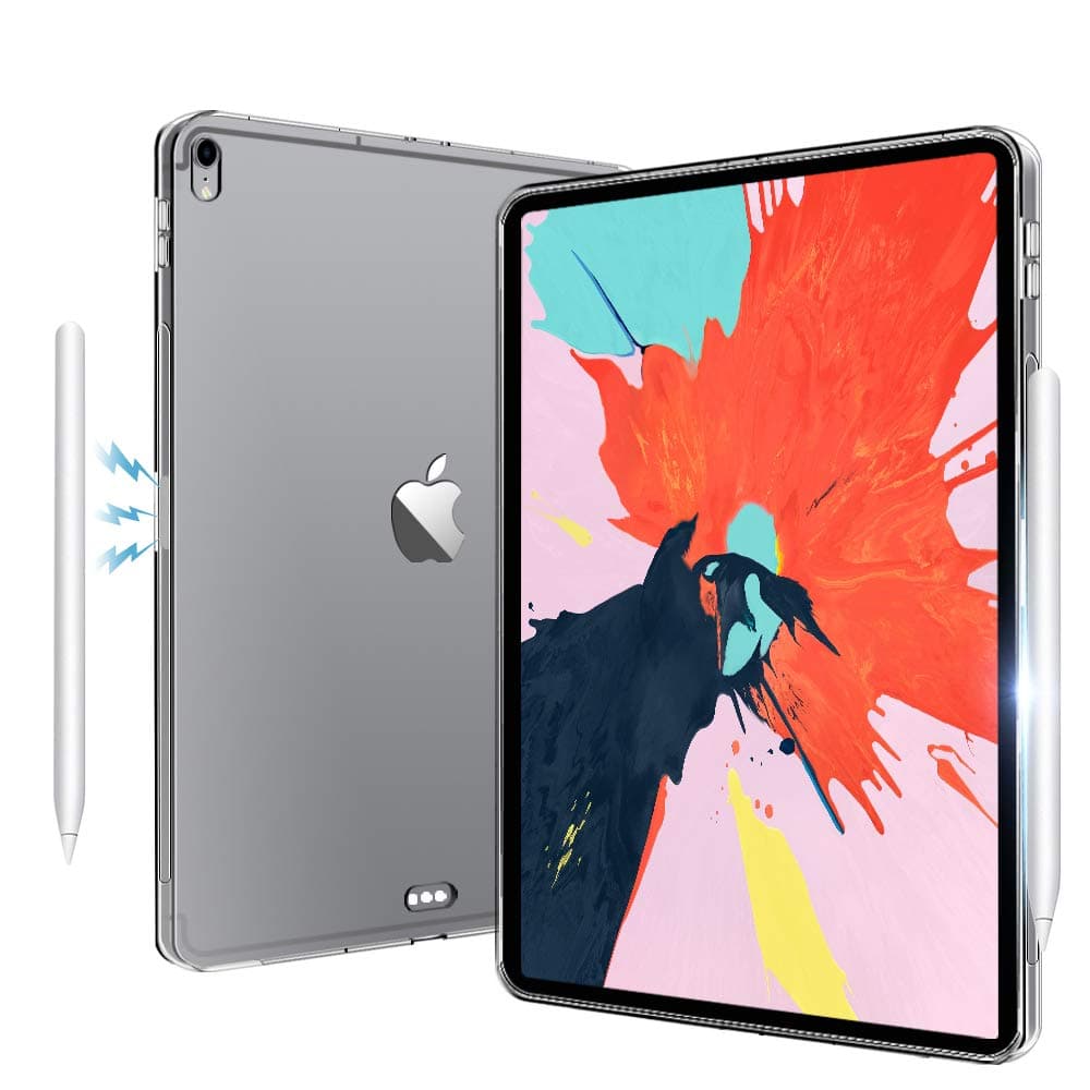 HBorna Case for 3rd Gen iPad Pro 12.9 inch Clear Soft TPU Back Cover, [Support Apple Pencil Charging] Transparent Silicone Case Compatible for New All-Screen iPad Pro 12.9'' (2018 Release)