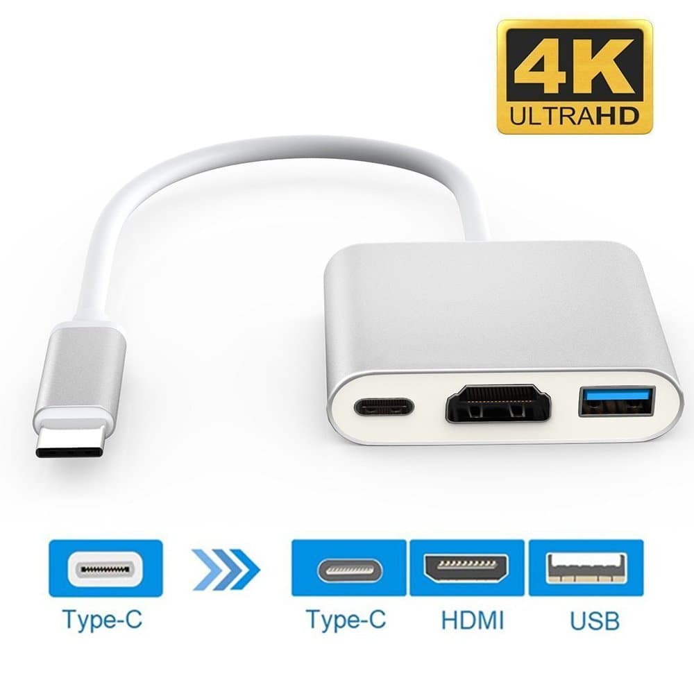 USB 3.1 Type-C To HDMI Adapter 4K x 2K, BACAKSY USB-C Digital AV Multiport Adapter for Apple Macbook Chromebook Pixel Dell USB-C to HDTV/Projector