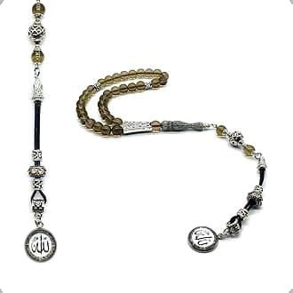 ALBATROSART Special -Allah Tassel- Collection (8 mm -33 Beads) Worry Beads - Prayer Beads-Tesbih-Tasbih-Tasbeeh-Misbaha-Masbaha-Subha-Sebha-Sibha-Rosary (Smooth Smoky Quartz)