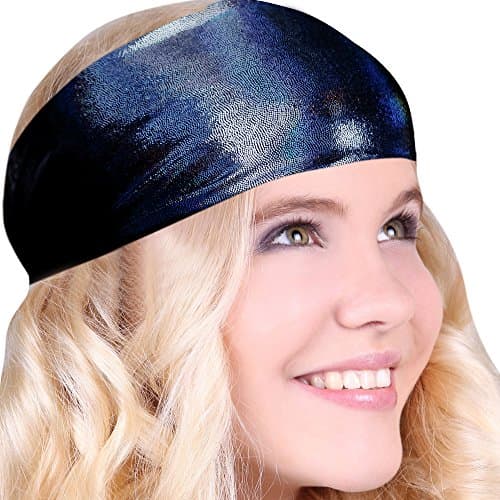 FUN &amp; FUNKY Work Out Headbands! SUPER FUN! Black Oil Slick - Choose From Over 30 Best No Slip Printed Headbands Stretchy One Size Fits Most Made in USA by Mom &amp; Daughter:)