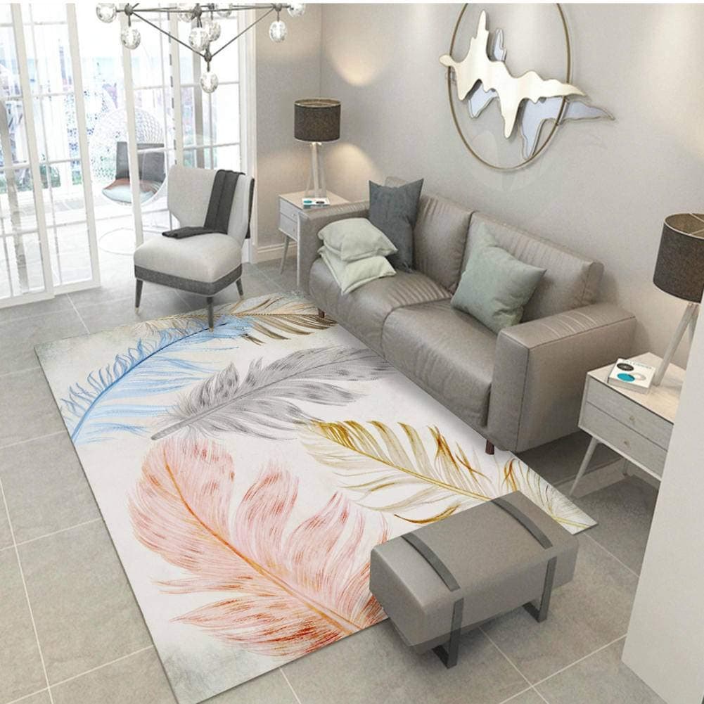 Large Rugs Print Creative Non Slip,Q1197 feather Soft Computer Chair Floor Mat For Kids Room,Home Bedroom Blanket Indoor Outdoor Floor Mat Non-slip Decorative-120x180cm