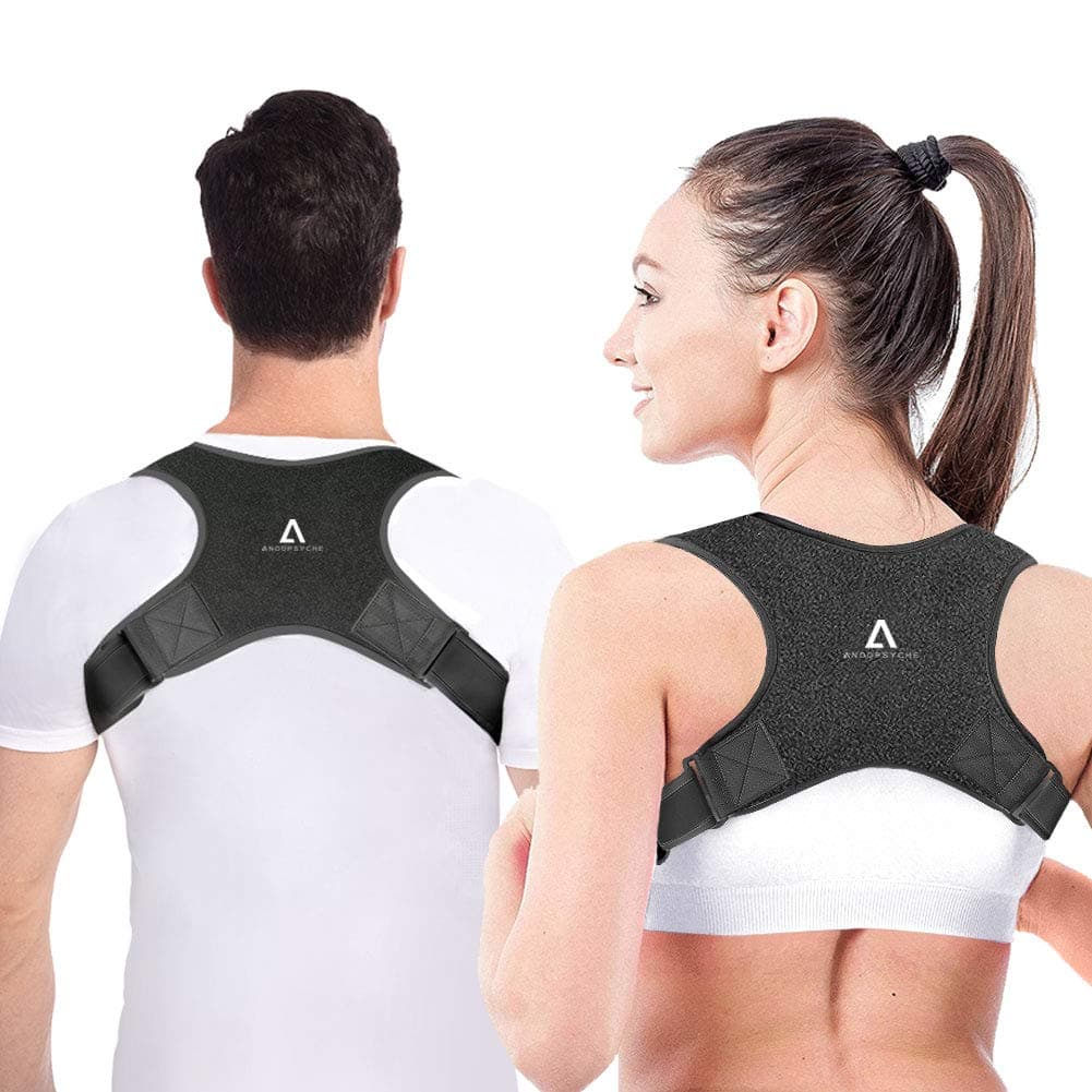 Anoopsyche Posture Corrector for Women Men, Adjustable Upper Back Brace, Physical Therapy Posture Brace for Back, Shoulder, Spinal Support Relief Neck Pain with Anti-scratch Pads