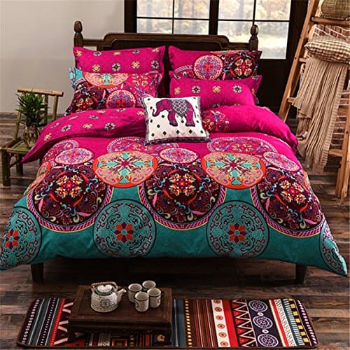 Babyfast 4Pcs Oriental Mandala Polyester Single Double Queen Size Bedding Pillowcases Quilt Duvet Cover Set