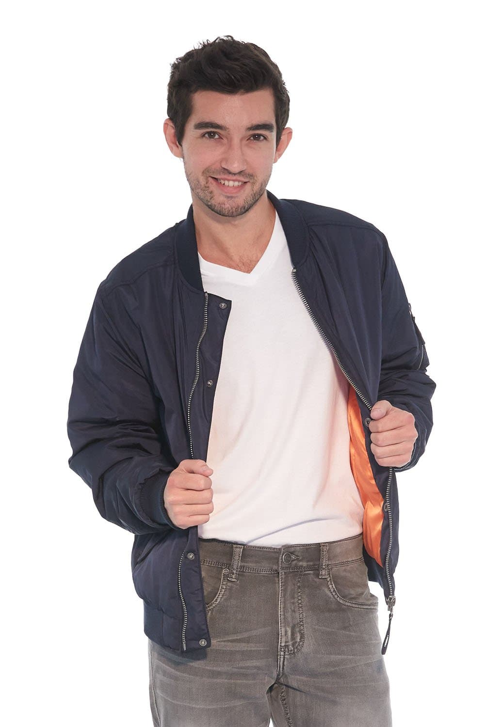 Men's Classic Flight Bomber Jacket - Lightweight - Zip Up