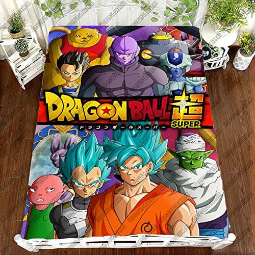 ROMOO Microfiber Flat Sheet 1 Piece 3D Printed Dragonball Z Goku Pattern Bed Sheet for Teens Children Adult Bedding, Twin/Full/Queen/King