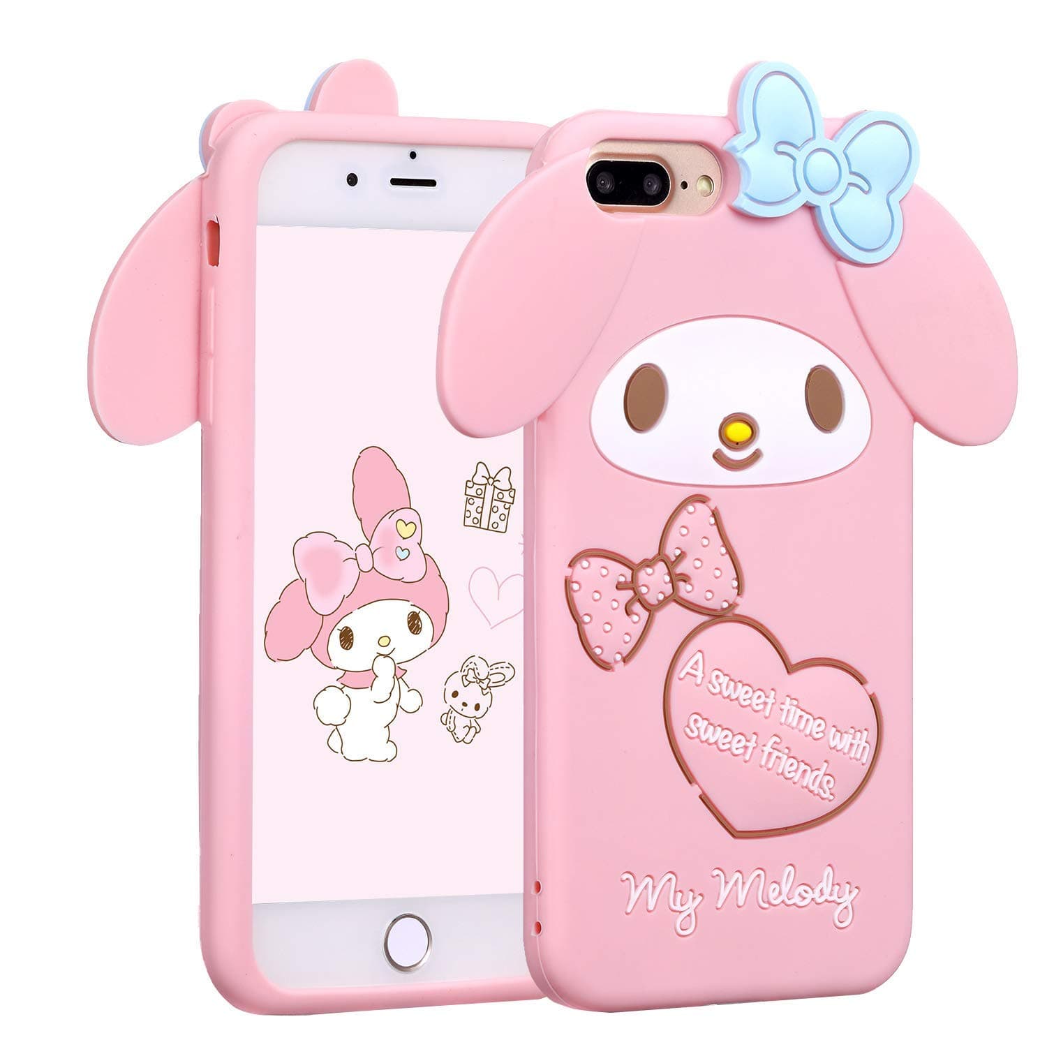 iPhone 7 / iPhone 8 / SE 2020-4.7" My Melody Case,Soft Silicone 3D Cartoon Animal Cover,Kids Girls Rubber Kawaii Character Skin Shell (iPhone 7 / iPhone 8)