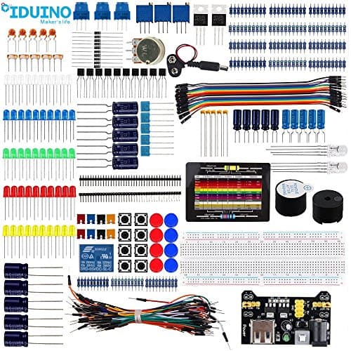 iduino Electronic Component Kit for Arduino/Raspberry Pi/Robotics Project Breadboard Jumper Wires Starter Kit Includes LEDs Resistors Arduino Kit Accessories