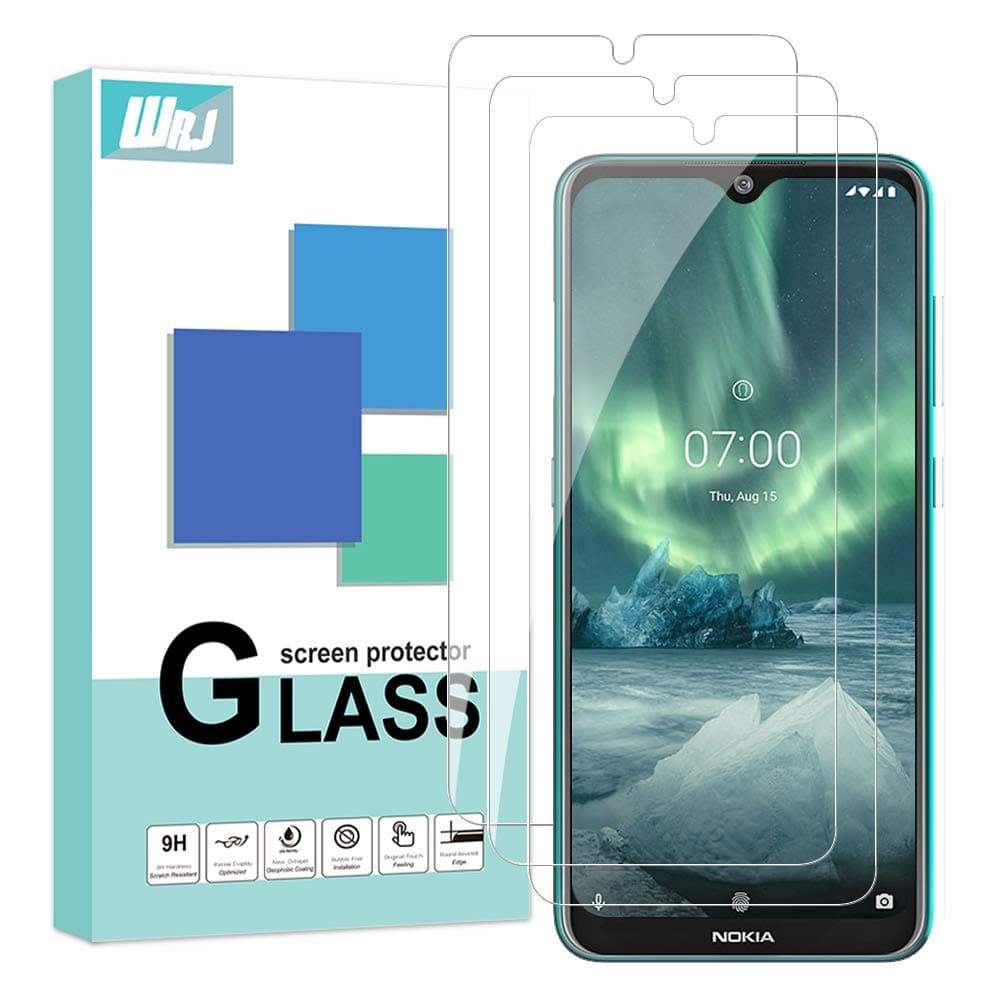 [3 Pack] WRJ Screen Protector for Nokia 7.2/Nokia 6.2 Screen Protector HD Anti-Scratch Anti-Fingerprint No-Bubble 9H Hardness Tempered Glass with Lifetime Replacement Warranty
