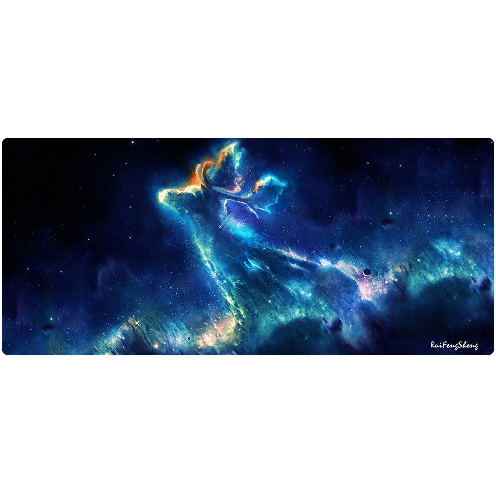 Ruifengsheng Large Gaming Mouse Pad ,Extra Large Size Mat,Extended XXL Size Mouse Pad, Non-Slippery Rubber Base,(Edge Stitched) (35.4" * 15.7") (90x40 Deer01)