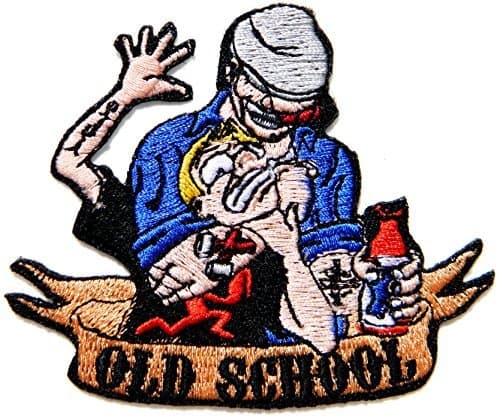 3" x 2.5" OLD SCHOOL SKOOL Bad Boy Funny Joke Outlaw Logo Biker Rider Punk Rock Patch Sew Iron on Embroidered Gift
