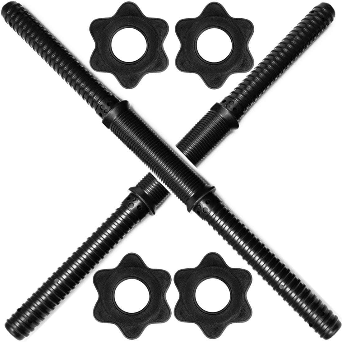 2 Pack Dumbbell Bars Chrome Dumbbell Handles Weight Lifting Spinlock Collar Set for Gym Barbells Dumbbell Bars Strength Training (Black, 2 Pack)