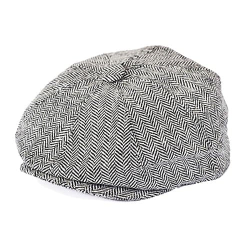 GREY HERRINGBONE 8 PANEL CAP