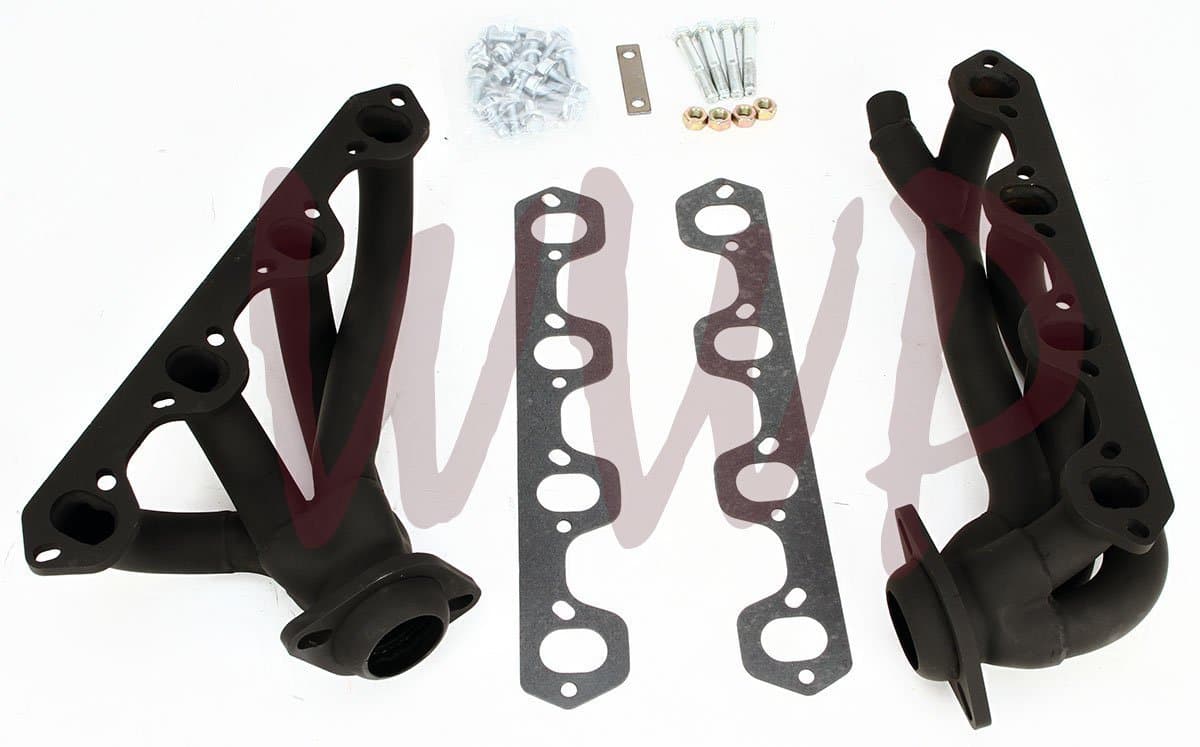 Black Coated Performance Exhaust Header Manifold System For 1987-1995 Ford F150 F-150 & Bronco 5.8L V8 Pickup Truck