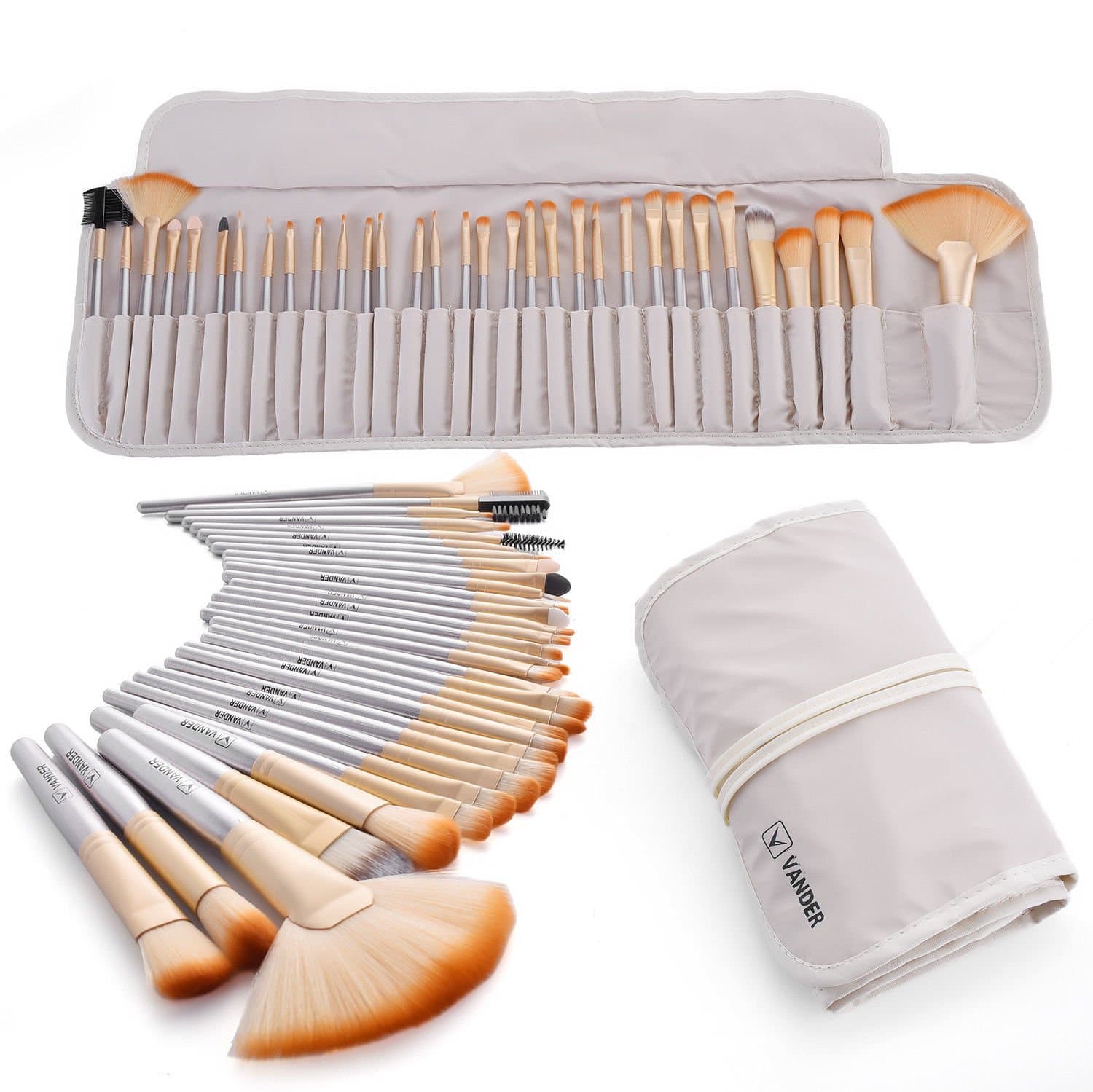 Make up Brushes, VANDER Professional 32pcs Makeup Brush Set, Makeup Brushes Set Foundation Blending Cosmetic Brush Set Kit,Champagne