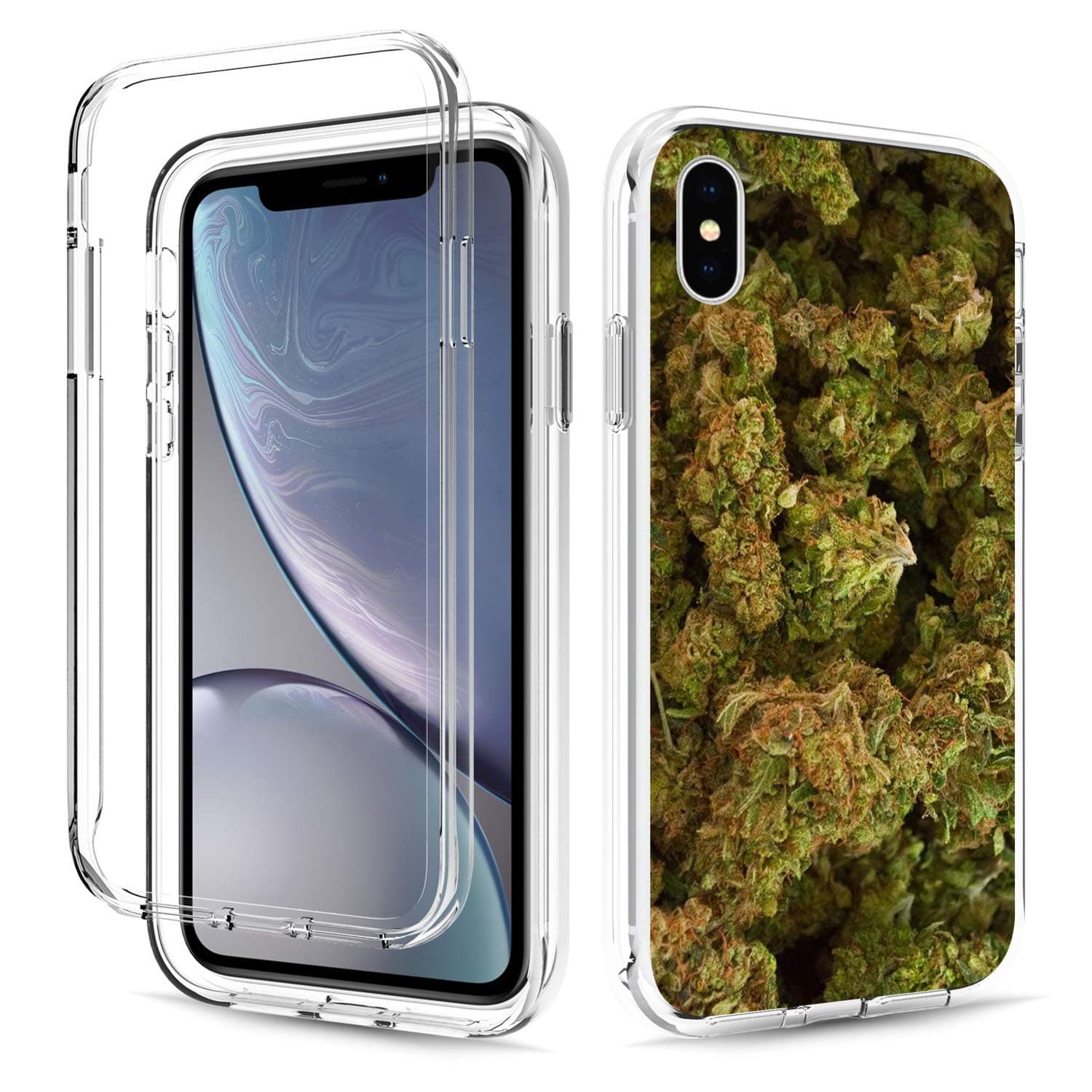 iPhone Xs Max Case, Rossy Full Body Shockproof Dual Layer High Impact Clear Protective Case Hard Plastic & Soft TPU Bumper Cover for Apple iPhone Xs Max 6.5 inch,Weed Nuggets