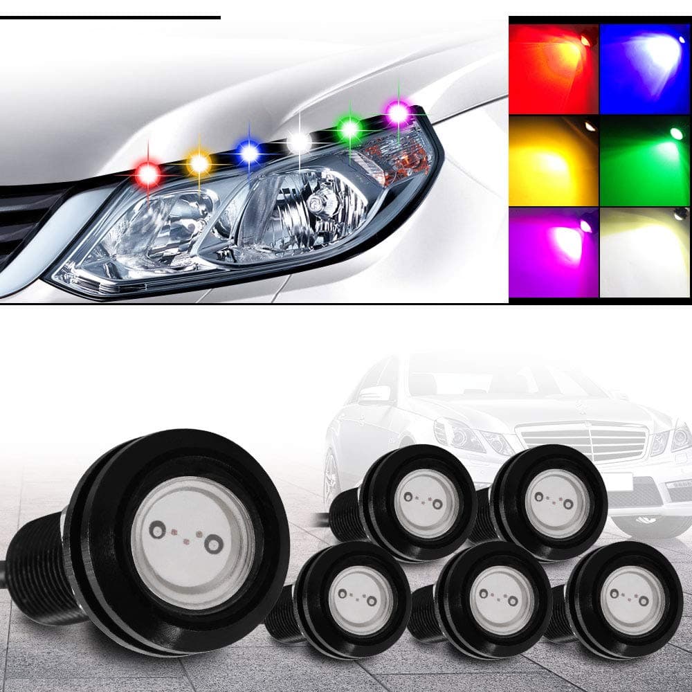 6Pcs 18mm Red Eagle Eye LED Light Bulbs 9W DRL Fog Light Daytime Running Lights Car ATV Camper Trunk Motorcycle Marker Lights Lamp Tail Reverse Fog Light