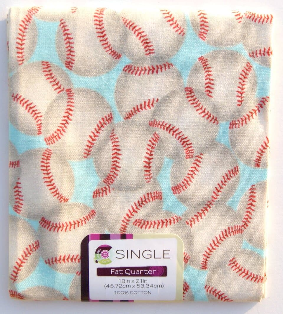 Creative Cuts Fat Quarter - Baseballs on Light Blue Background