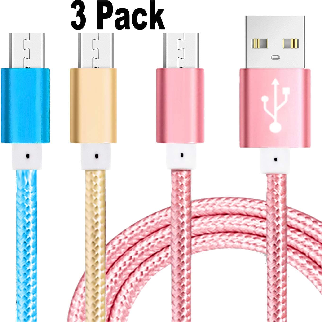 [3 Pack] Kindle USB Cable A Male to Micro B 5FT iBarbe Sync and Quick Charging Cable Cord Durable Charging Cable for Use with All Kindle Tablets and e-Readers
