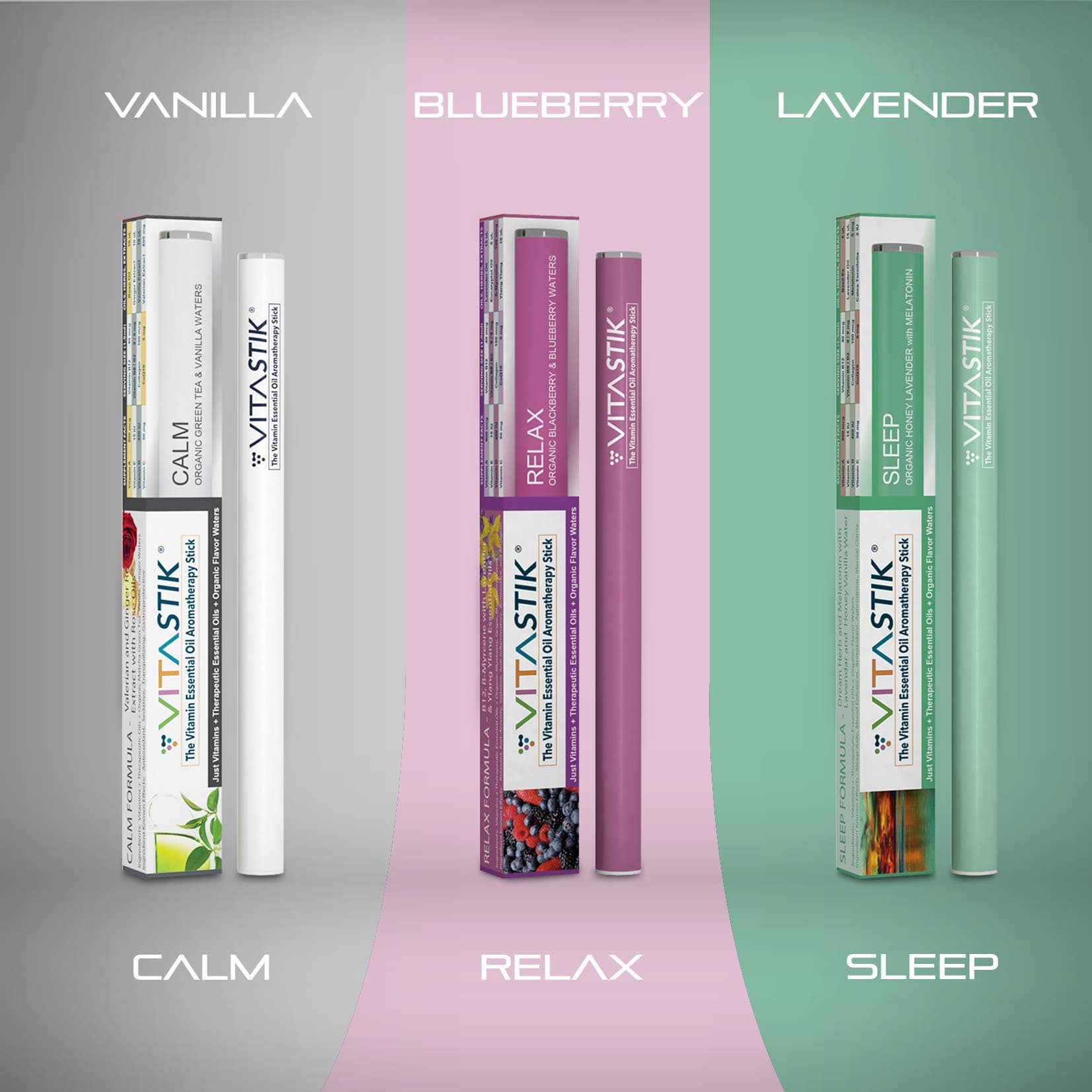 Vitamin Essential Oil Diffuser Stick - VITASTIK 3 Pack - Just $11 per/stik - Organic, Vitamins C, B2, B6, B12 - World Famous Personal Aromatherapy Diffuser (Axiety Aid Pack)