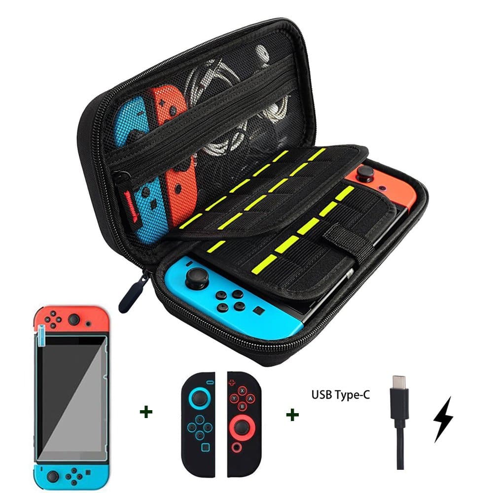 Wloomm Carry Case for Nintendo Switch Nintendo Switch Protection Case Kit included Switch Type C Charger Cable+Screen Protector+Joy-Con Silicone Protective Cover