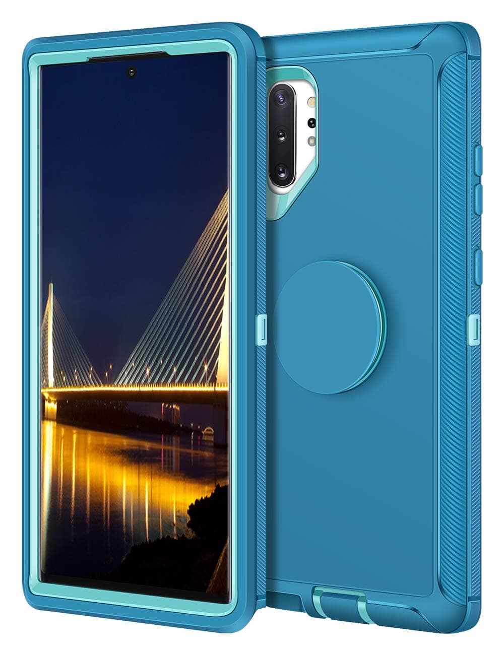 Aemotoy for Galaxy Note 10+ Plus 5G Case Hybrid Protective Heavy Duty Hard Shell with Kickstand Holder Full Body Shockproof Cover Case for Samsung Galaxy Note 10+, Teal Green