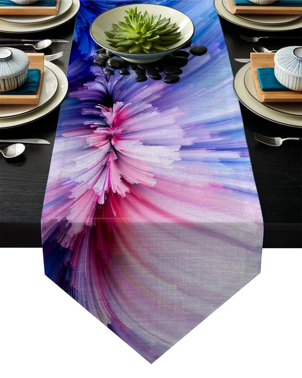 Coffee Table Runner Modern Art Bloming Lines Flower Table Runner for Dining Room, Foyer Table, Parties Holiday Wedding Gathering & Everyday Use 18 x 72(46 x 183cm)