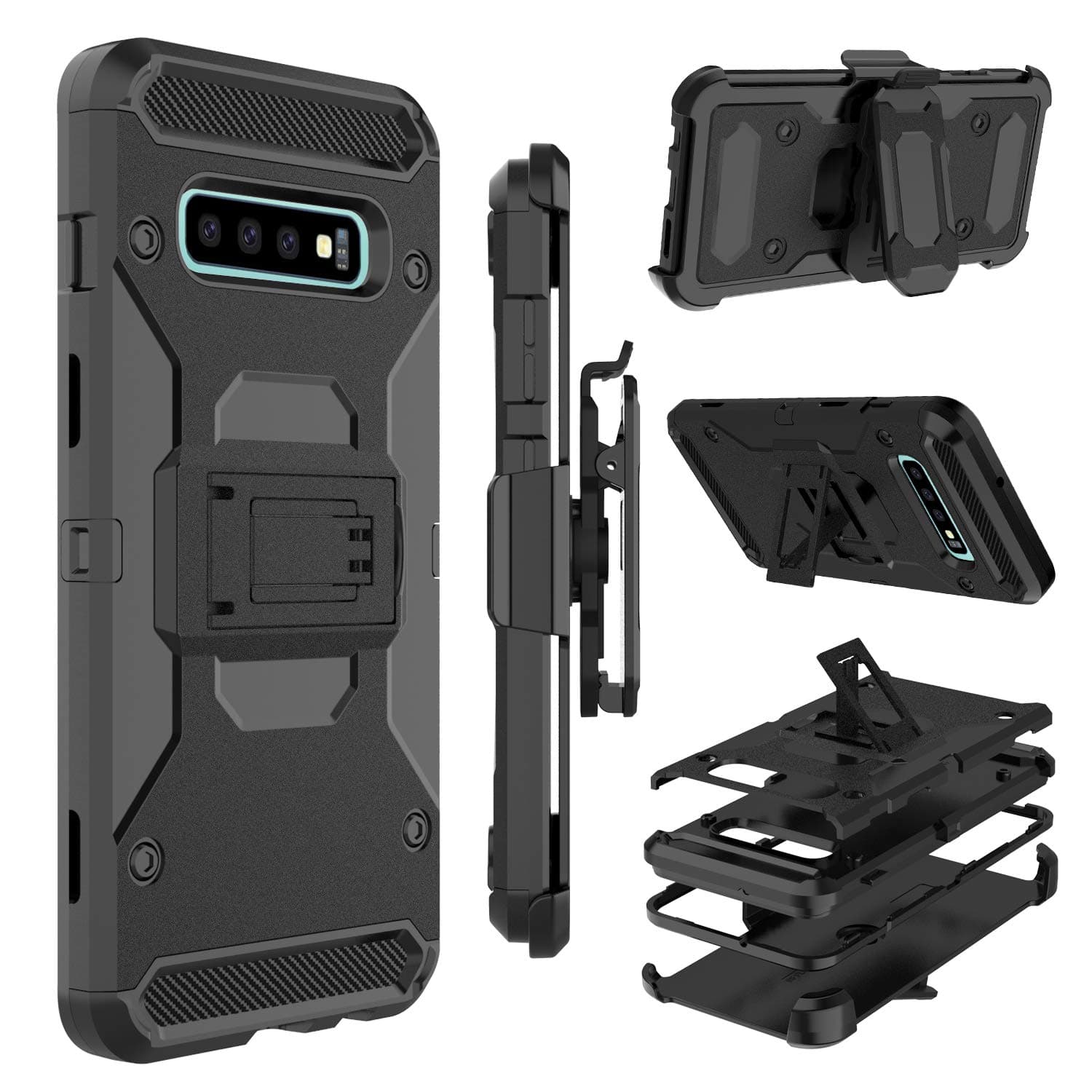 Zenic Case for Galaxy S10, Heavy Duty Shockproof Protective Case with Belt Clip Holster, Kickstand for Samsung Galaxy S10 6.1 inch(Black)