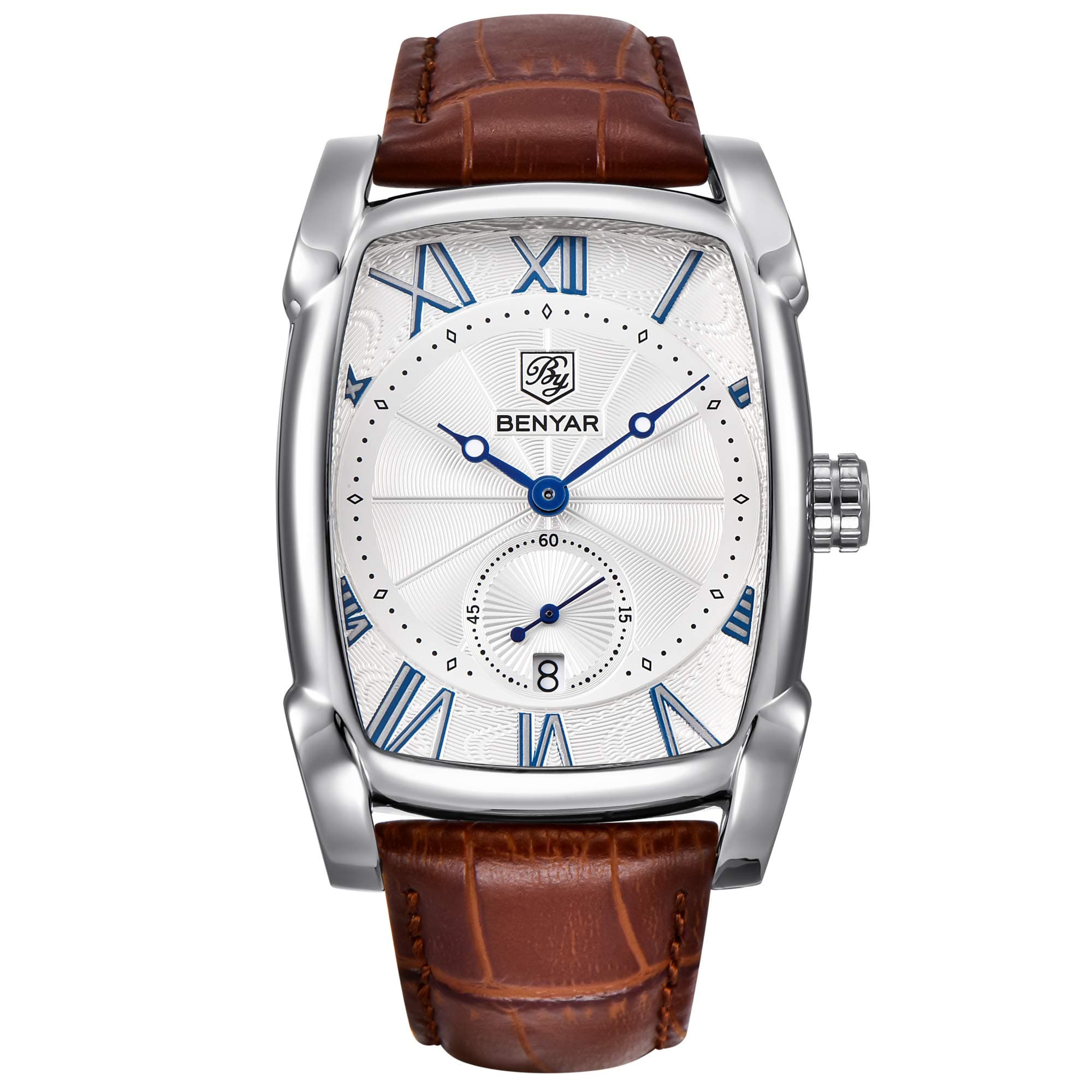 OGEDA Stylish Men Watch Analog Date PU Polyurethane Strap Japanese-Quartz Movement Wrist Watch Big Face Luminous 3ATM Waterproof Sport Business Fashion Casual Mens Gift