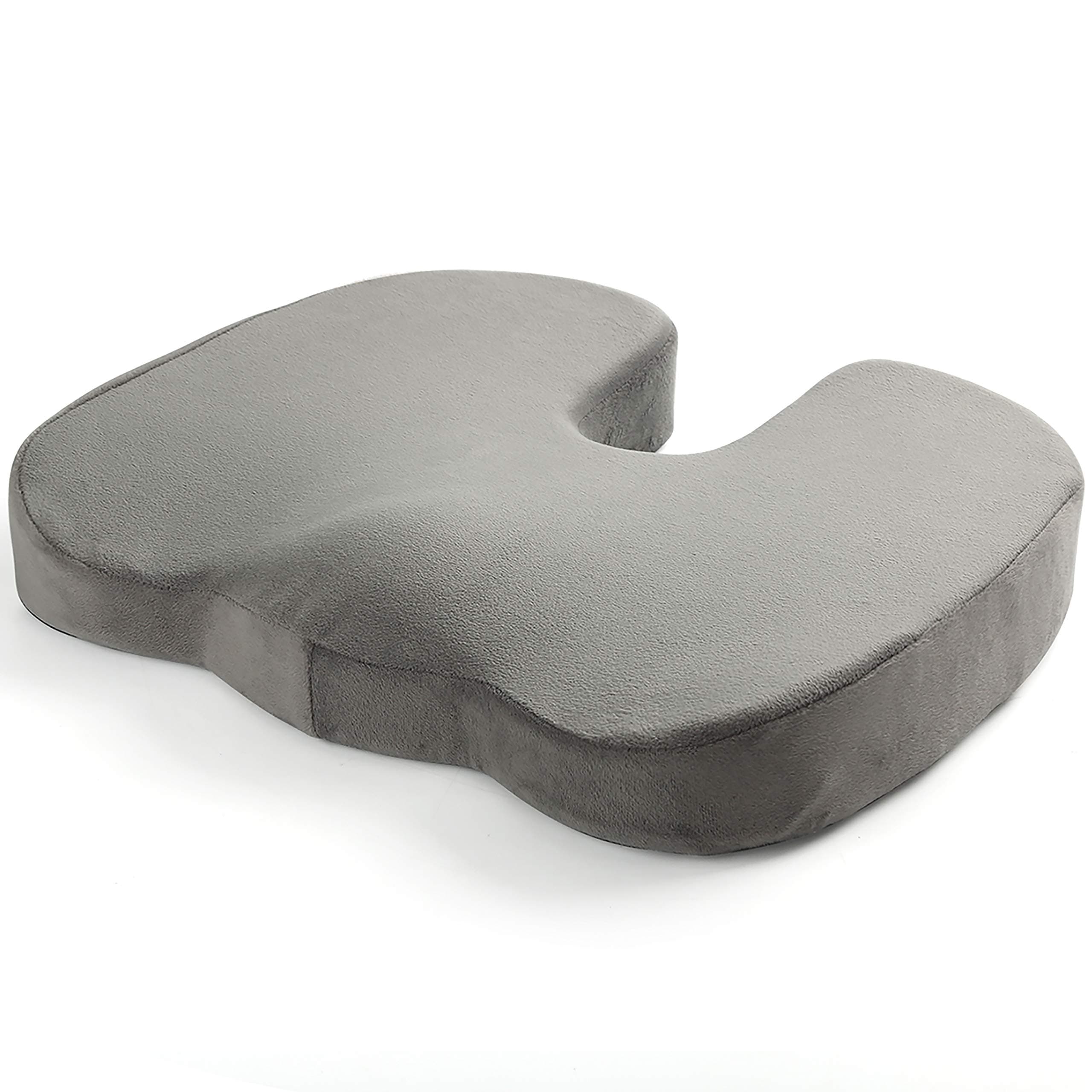 Memory Foam Seat Cushion - Coccyx Pillow for Lower Back, Sciatica Support | Orthopedic Relief of Aches & Pain from Joint and Posture Misalignment | Best Portable Comfort for Office & Travel