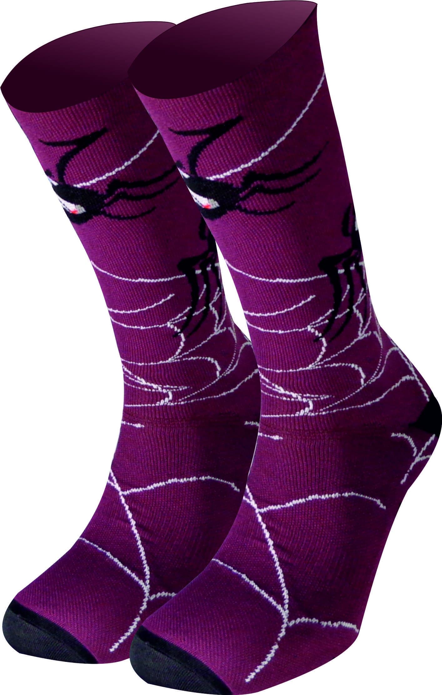 TKS COMPRESSION MID HIGH SOCKS. VACCEO ANIMALS, design Ipsy Bitsy CYCLING, RUNNING, TREKKING, TENNIS, TRIATHLON, GOLF AND MORE. LIGHT COMPRESSION SPORT SOCKS. BLACK. UNISEX. S (36-39) (3.5-6 UK).