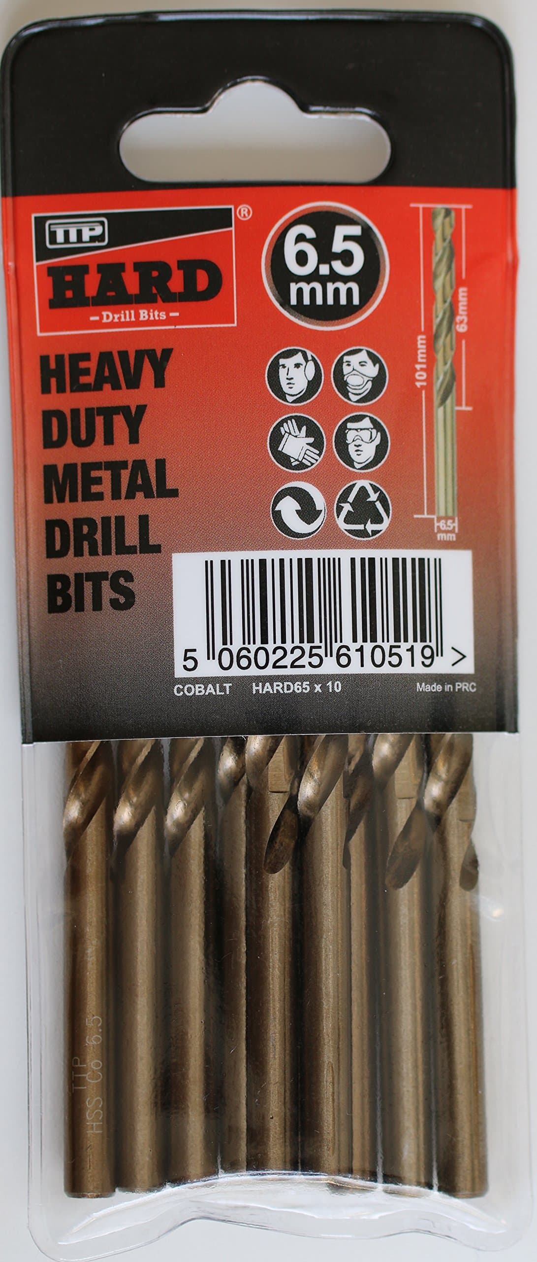 TTP HARD drills Bits 6.5mm 10 X Metric Drill Bits Cobalt For Drilling Harder Metals Stainless Chrome Aluminum Cast Iron