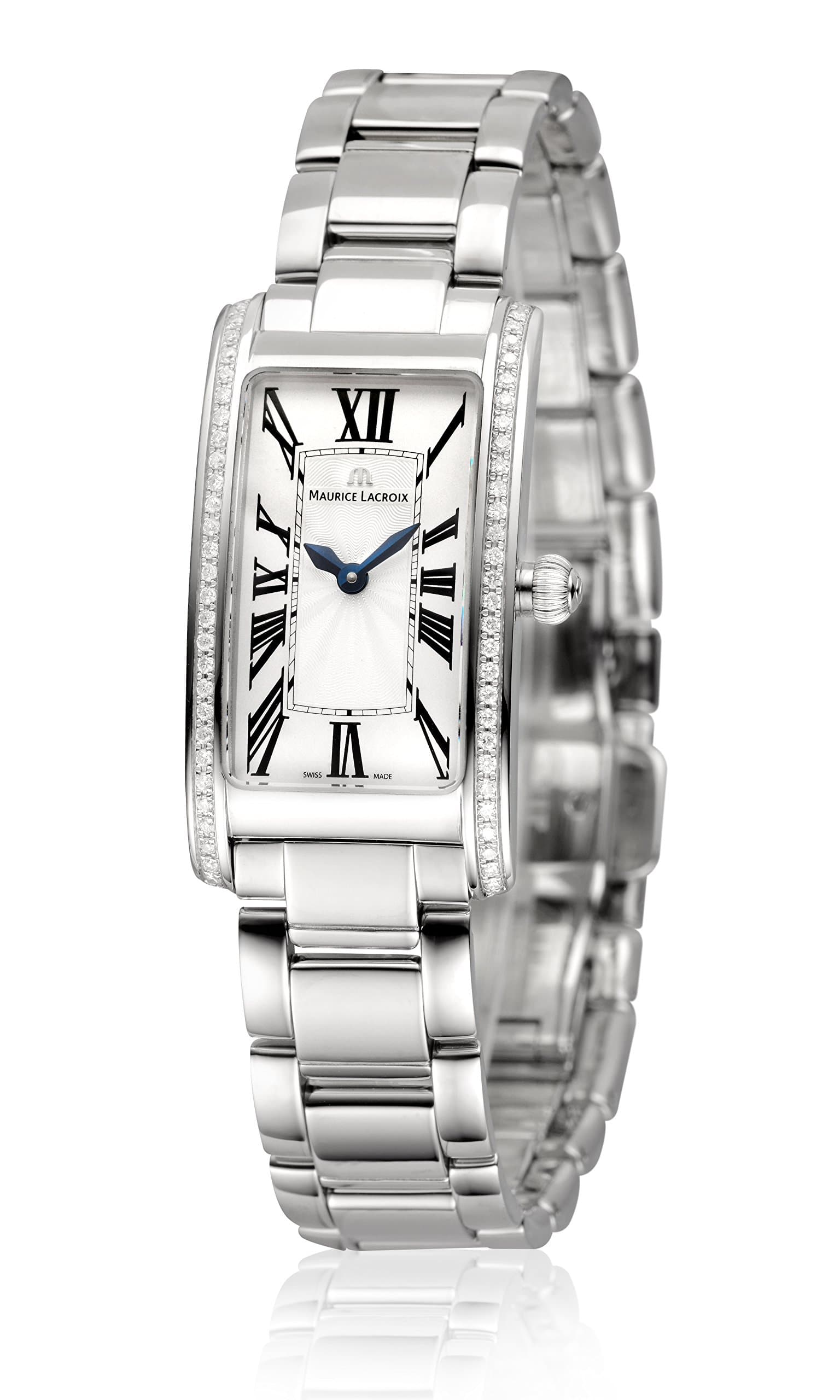 Fiaba Ladies Rectangular Quartz Watch, Silver,FA2164-SD532-118-1