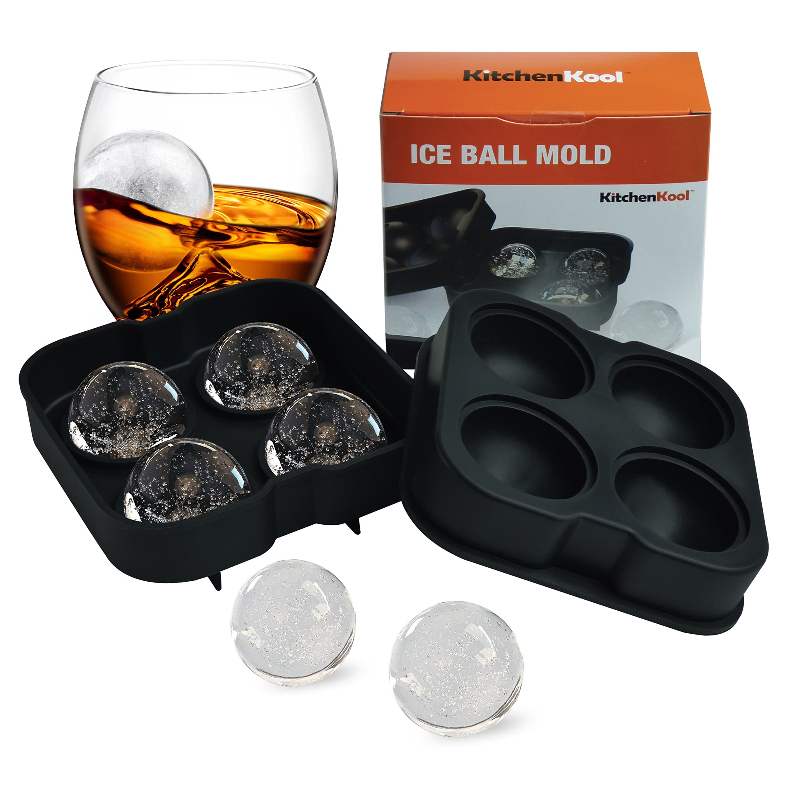 Kitchenkool Ice Ball Maker, Sphere Ice Mold, Scotch Ice Ball Maker - 4 ice ball mold