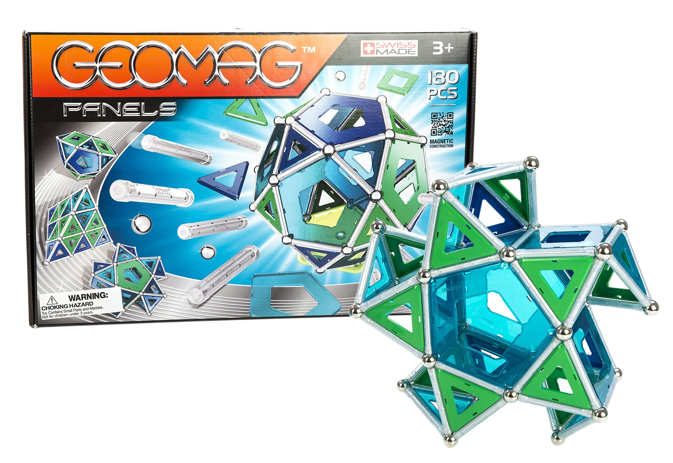 Geomag 180-Piece Construction Set with Assorted Panels - Mentally Stimulating for Children and Adults - Safe and Construction - For Ages 3 and Up