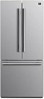 Forno 30" Inch w. French Door Refrigerator with Bottom Freezer and 17.5Cu. Ft. Total Capacity - Stainless Steel No Frost Fridge with Adjustable Glass Shelves and Child Safety Lock